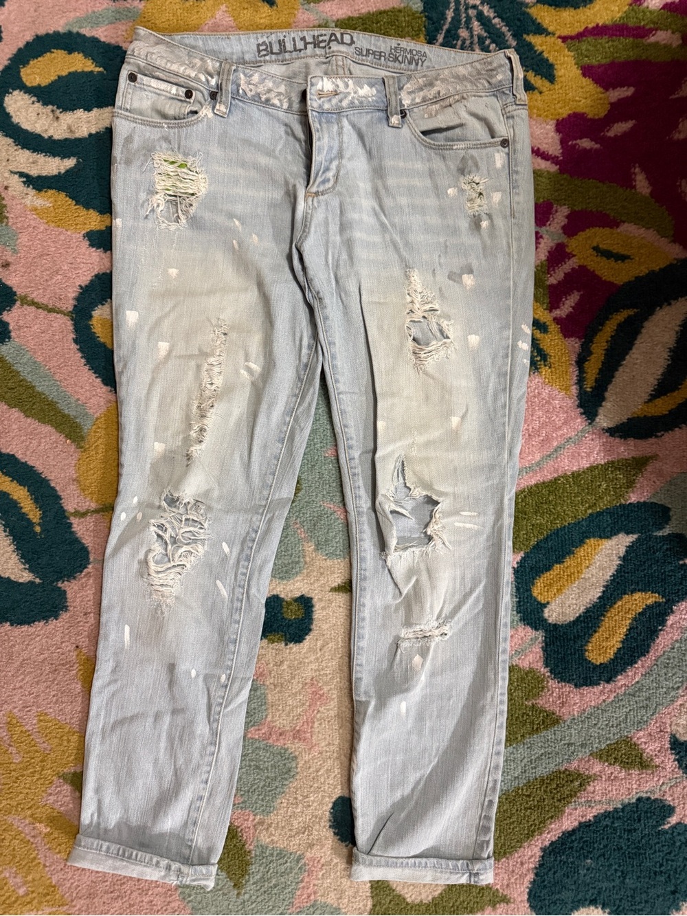 Bullhead Light Blue Ultra Distressed Skinny Jeans - Size 11 Regular